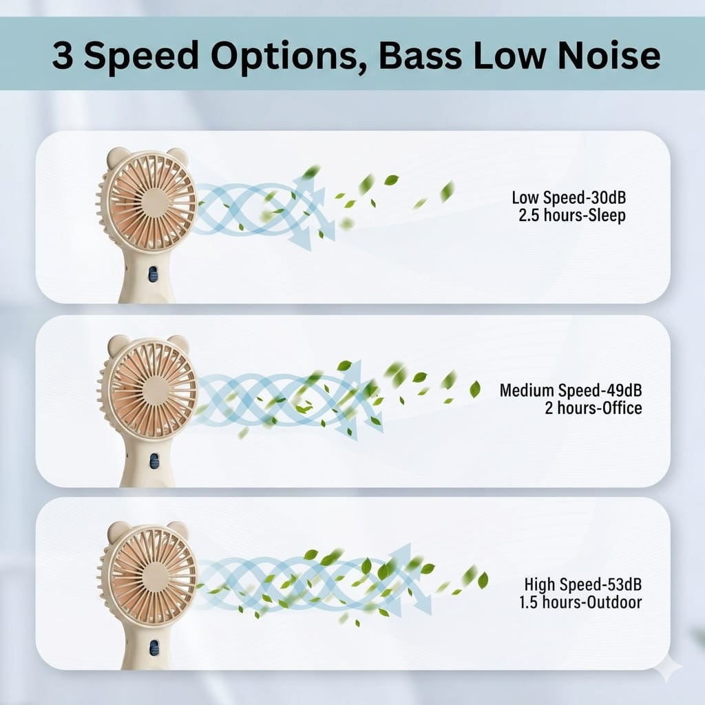 Cute Bear Handheld Fan — Cool, Quiet & Adorably Yours - Evokron