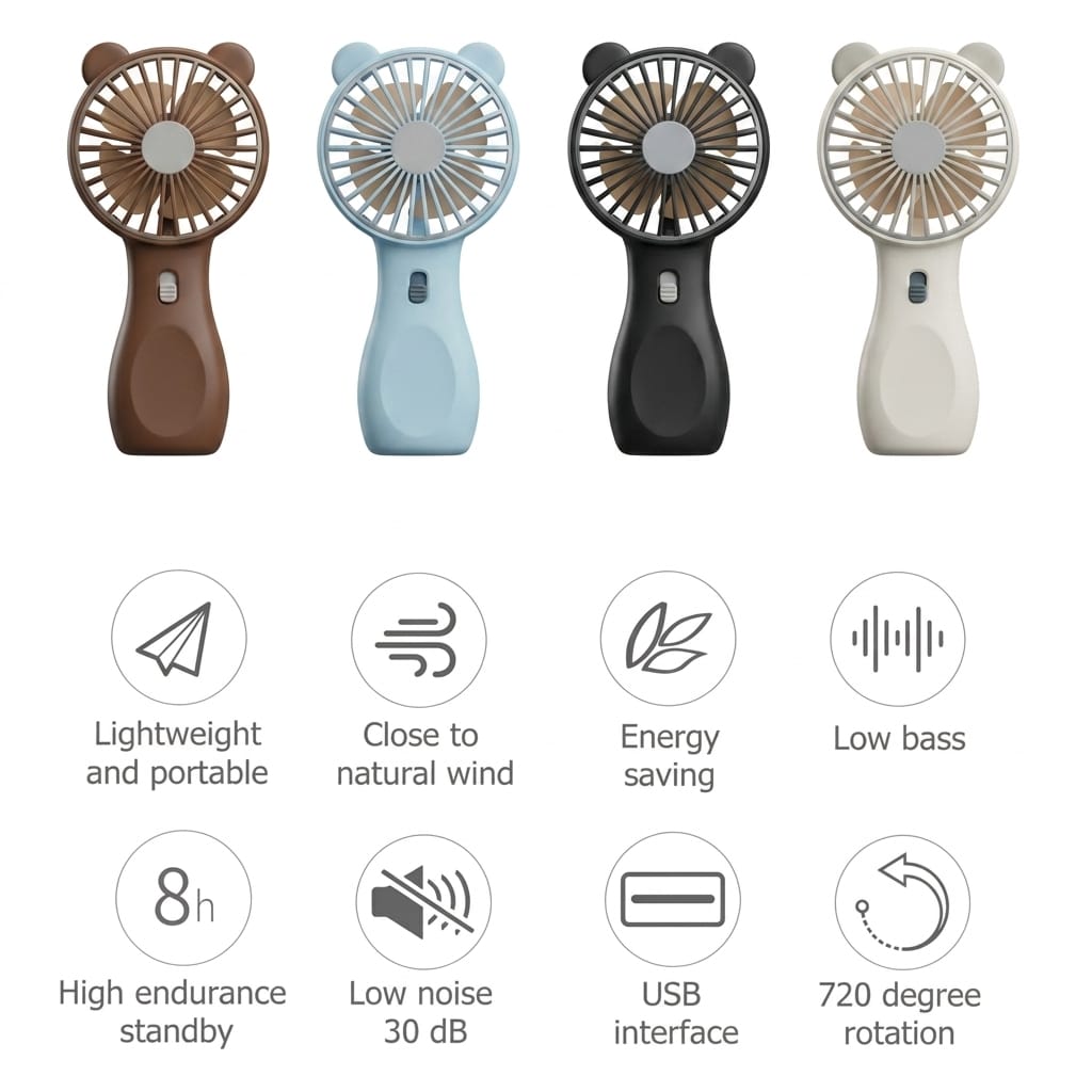 Cute Bear Handheld Fan — Cool, Quiet & Adorably Yours - Evokron