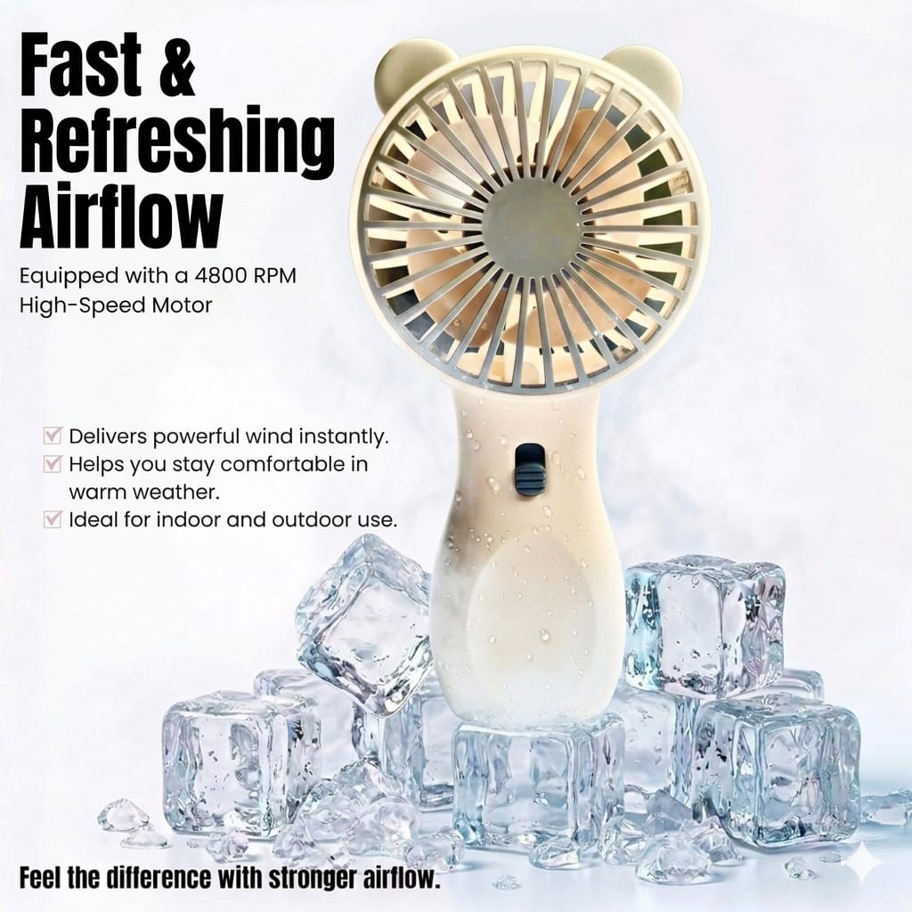 Cute Bear Handheld Fan — Cool, Quiet & Adorably Yours - Evokron