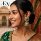Eimerald Garden Jhumkas | Antique Gold Oxdised Jhumka - Evokron