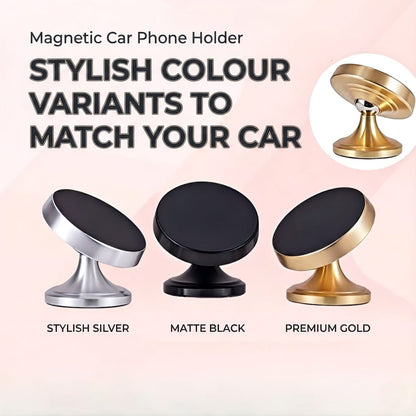 Magnetic Car Phone Holder |100% Metallic Crafted |360° Rotating Dashboard Mount - Evokron