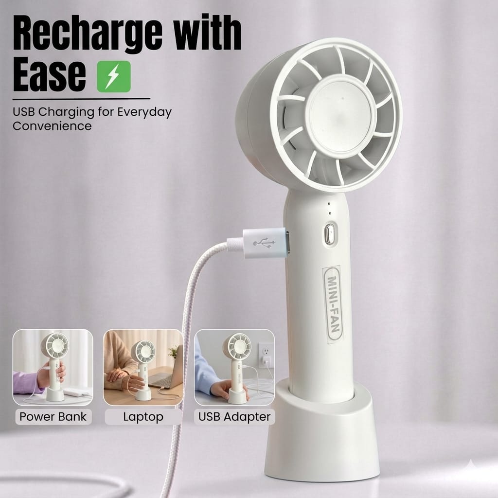 Mini - Fan Handheld Fan — Sleek, Silent & Powerfully Cool - Evokron